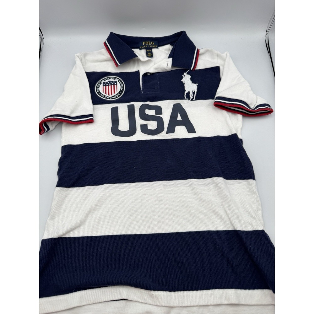 Ralph Lauren Polo Big Pony Rugby USA Boys Shirt Size M 8-10